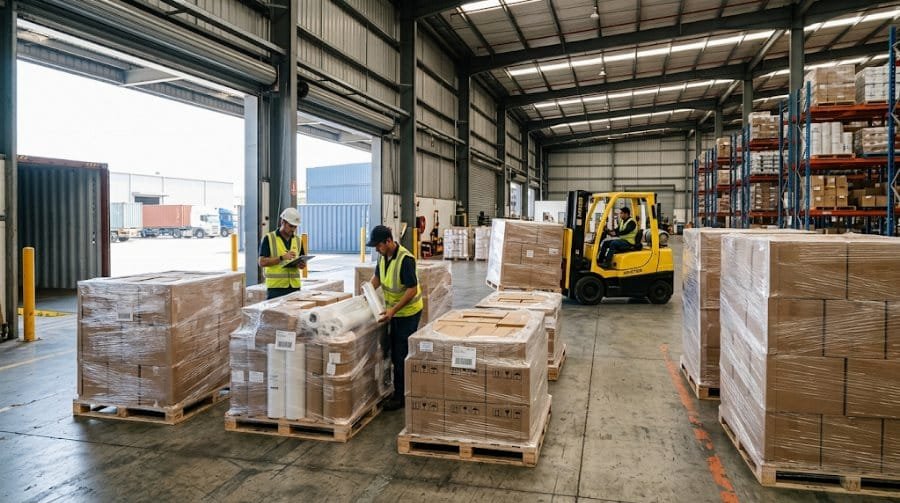 Carga preparada para exportação em armazém